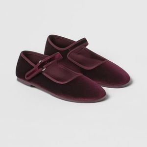 ZARA Kids Maroon Velvet Ballet Flats